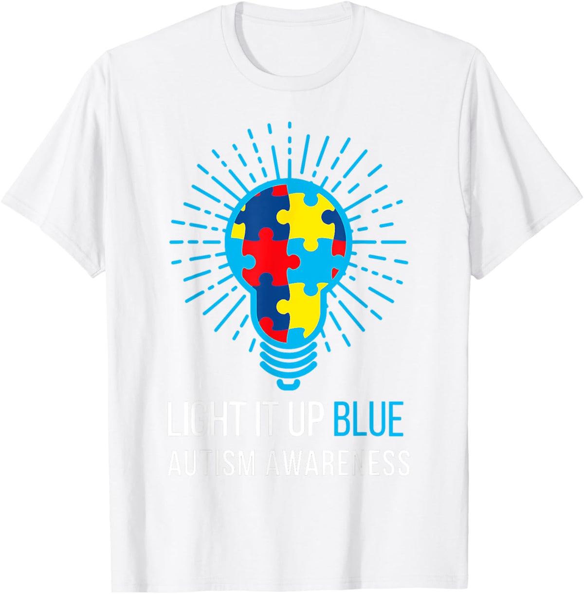 Light It Up Blue Autism Awareness Ribbon Puzzle Pieces