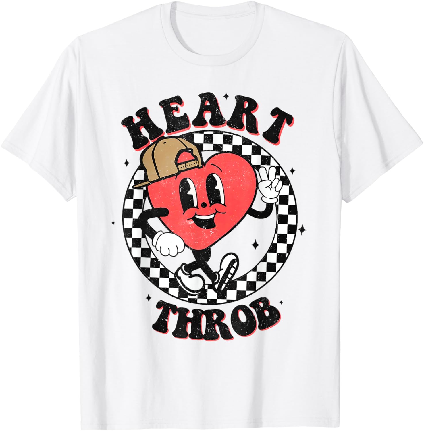 Retro Heart Throb Checkered Kid Preschool Boy Valentines Day