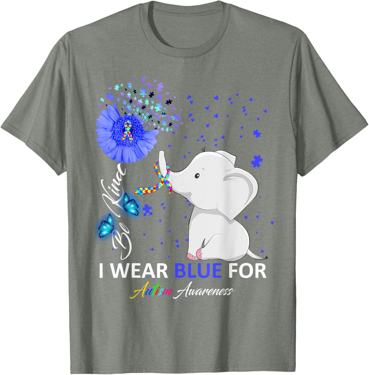 I Wear Blue Autism Awareness - Elephant Autism Awareness