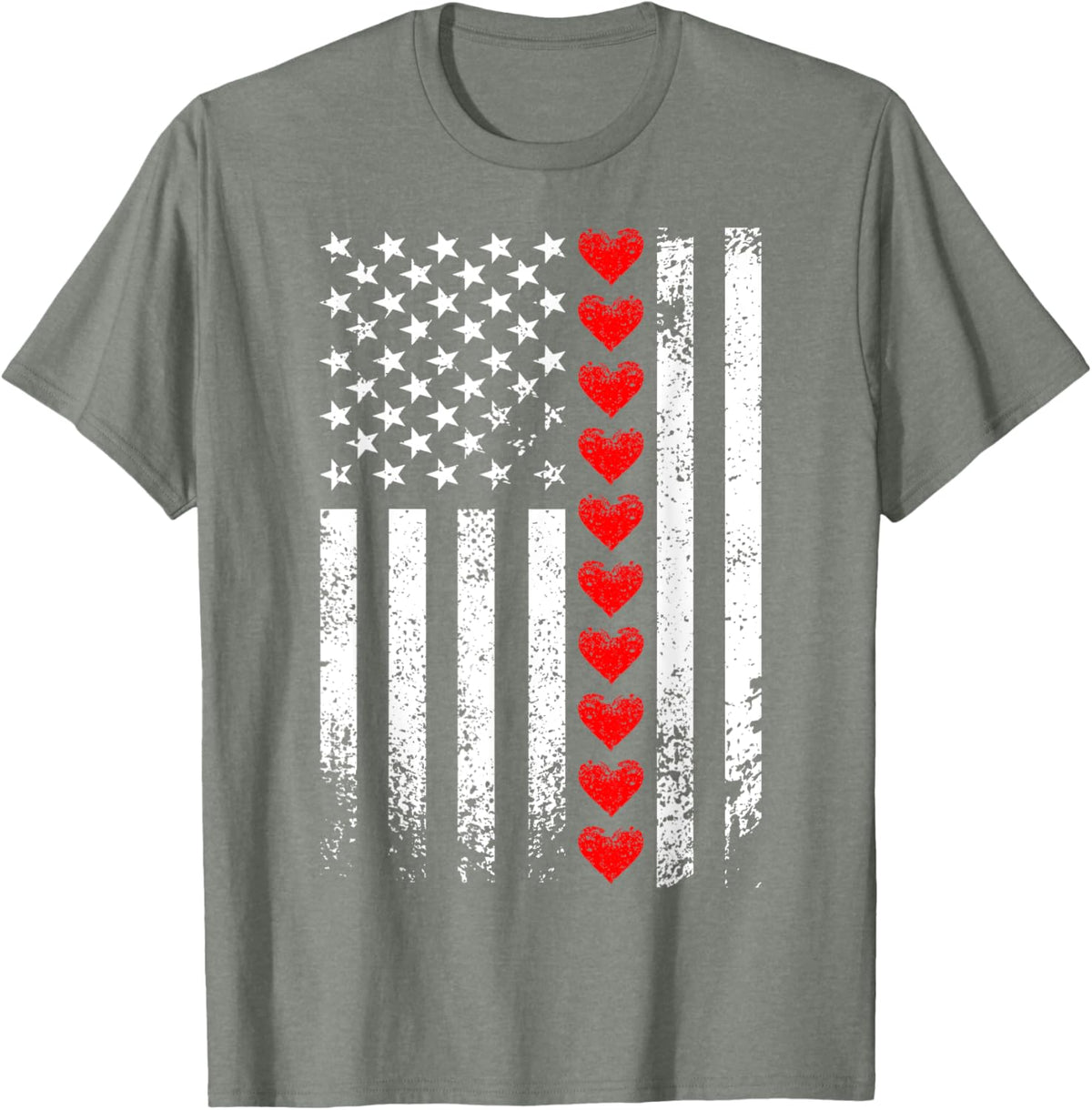 Vintage Valentines Day American Flag Hearts Mens Boys Kids