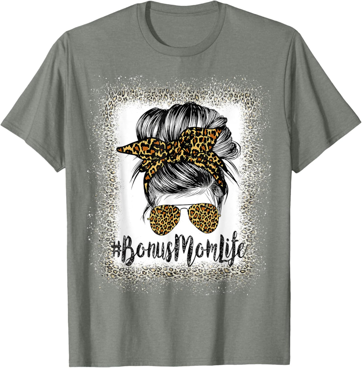 Bonus Mom Life Hair Bandana Glasses Leopard Mother&#39;s Day T