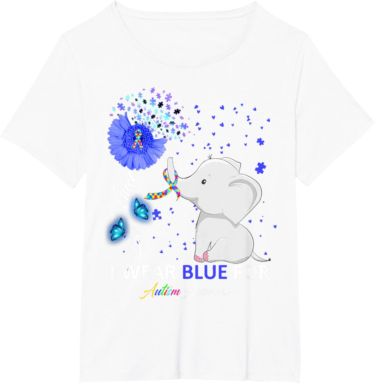 I Wear Blue Autism Awareness - Elephant Autism Awareness