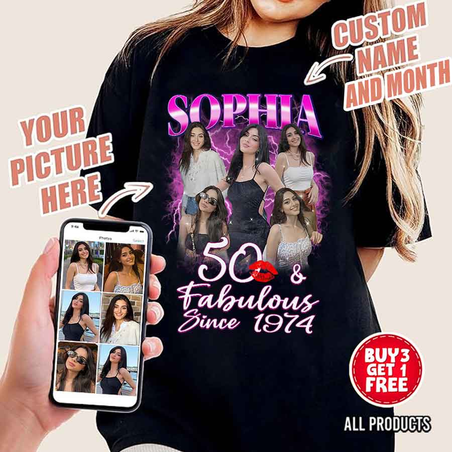 50th Birthday Shirts, Custom Birthday Shirts, Turning 50 Shirt, Gifts For Women Turning 50, 50 And Fabulous Shirt, 1974 Shirt, 50th Birthday Shirts For Her-YPT-HCT