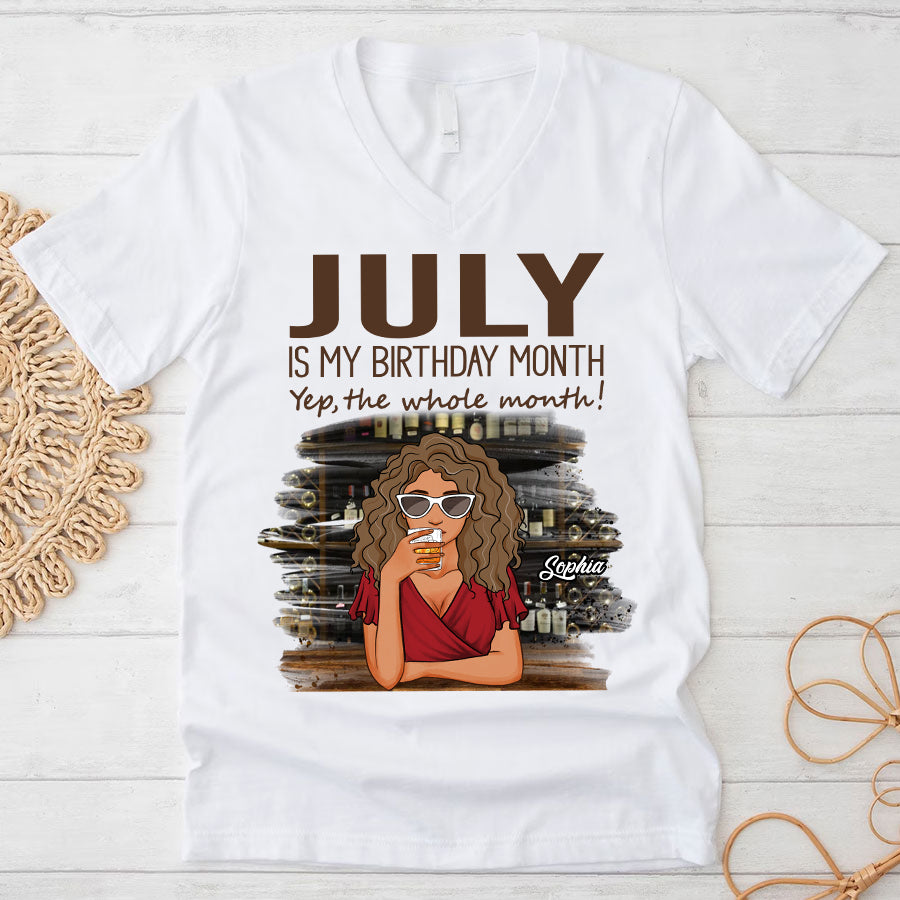 Custom July Birthday Shirt For Woman, Queens Are Born In July Gifts, Melanin Afro Woman Shirt, Black Girl Tee, Afro Queen Gift-YPT-TLQ