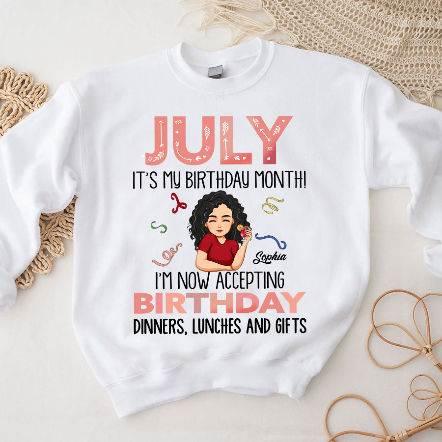 Custom July Birthday Shirt For Woman, Queens Are Born In July Gifts, It&#39;s My Birthday Month, Melanin Afro Woman Shirt, Black Girl Tee, Afro Queen Gift-YPT-TLQ