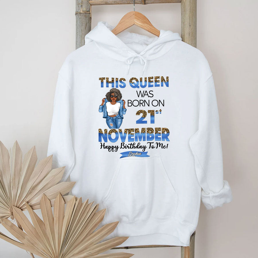 Personalized Custom November Birthday Shirt For Woman, Queens Are Born In November Gifts, Melanin Afro Woman Shirt, Black Girl Tee, Afro Queen Gift-YPT-TLQ