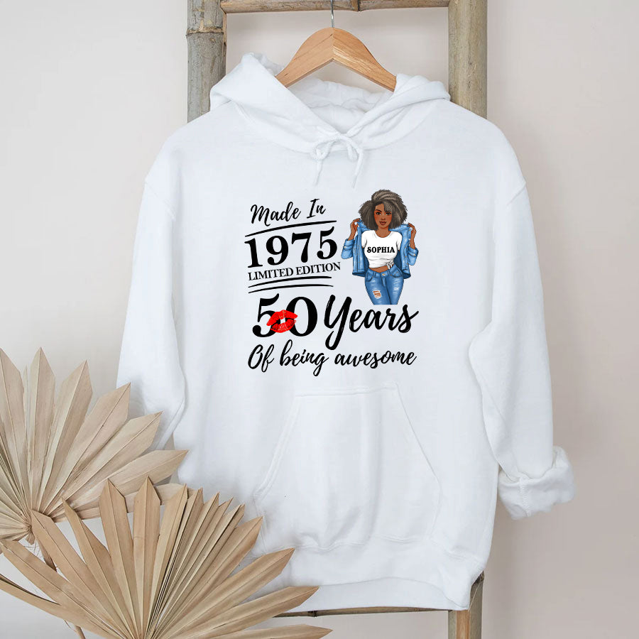 50th Birthday Shirts, Custom Birthday Shirts, Turning 50 Shirt, Gifts For Women Turning 50, 50 And Fabulous Shirt, 1975 Shirt, 50th Birthday Shirts For Her-YPT-TLQ
