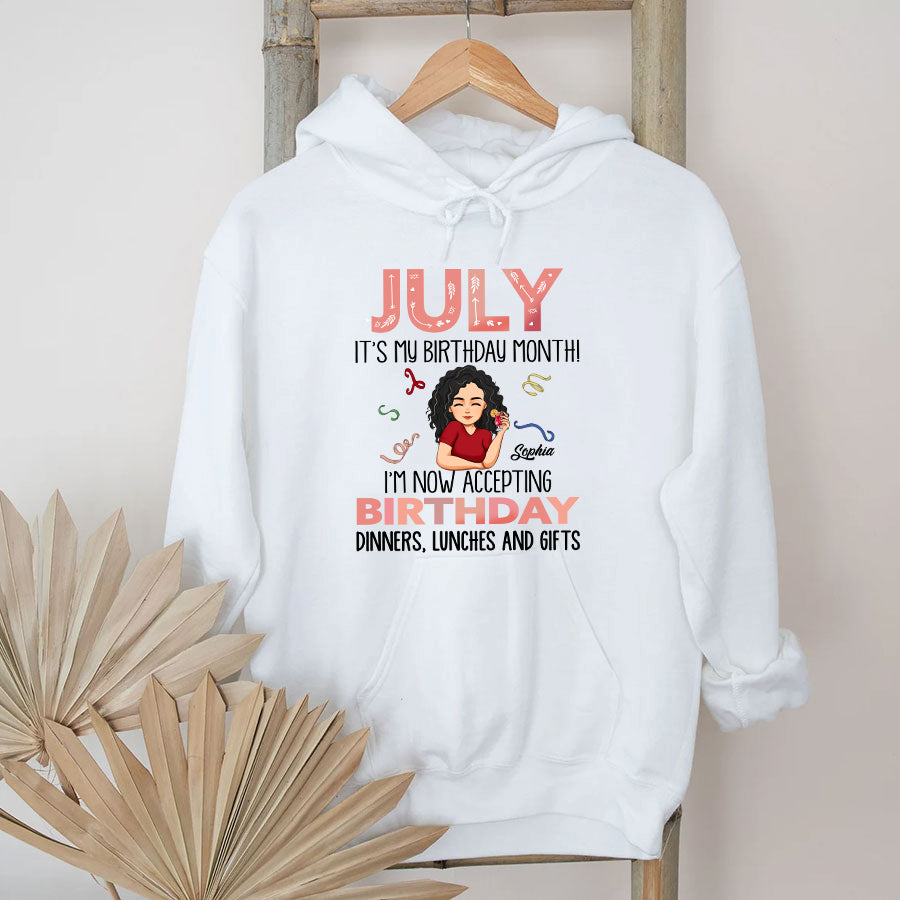 Custom July Birthday Shirt For Woman, Queens Are Born In July Gifts, It&#39;s My Birthday Month, Melanin Afro Woman Shirt, Black Girl Tee, Afro Queen Gift-YPT-TLQ