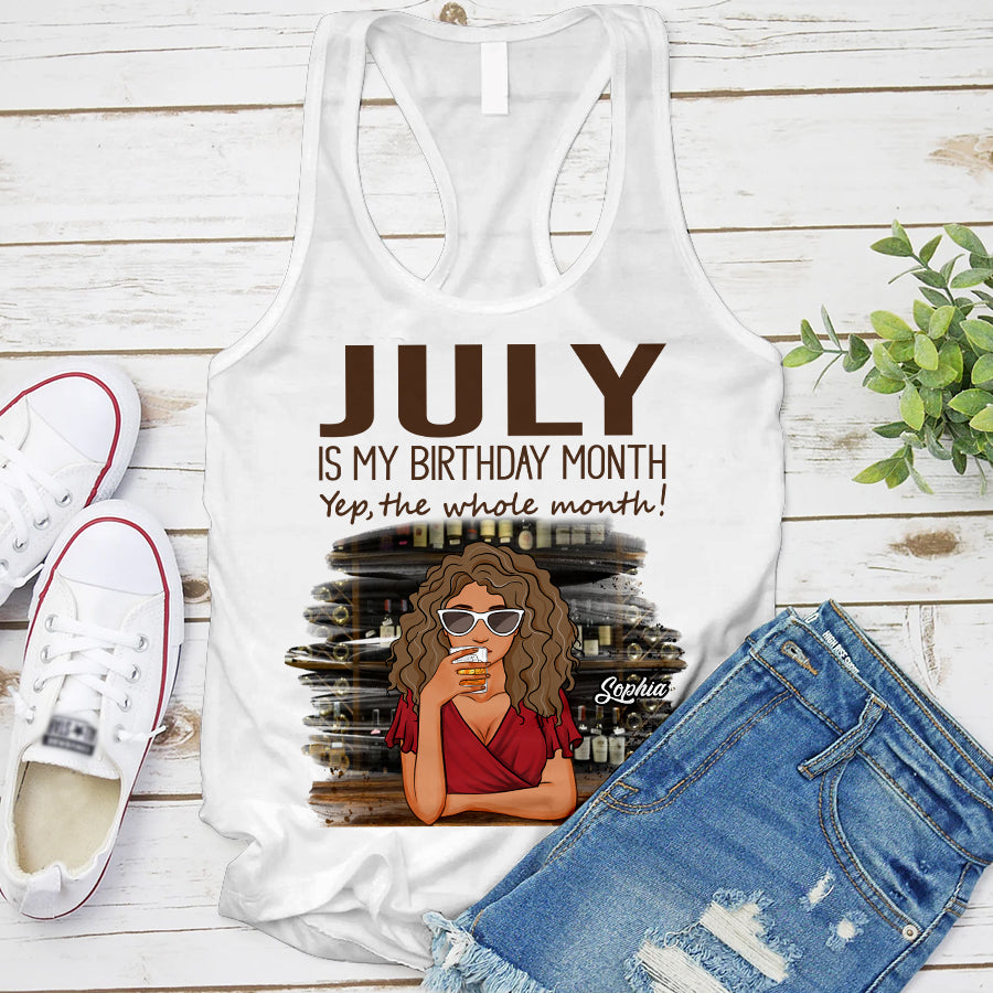 Custom July Birthday Shirt For Woman, Queens Are Born In July Gifts, Melanin Afro Woman Shirt, Black Girl Tee, Afro Queen Gift-YPT-TLQ