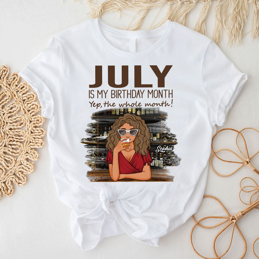 Custom July Birthday Shirt For Woman, Queens Are Born In July Gifts, Melanin Afro Woman Shirt, Black Girl Tee, Afro Queen Gift-YPT-TLQ