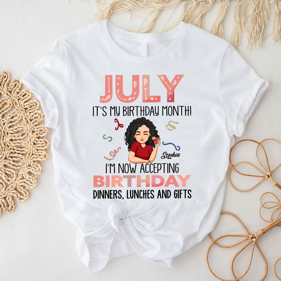 Custom July Birthday Shirt For Woman, Queens Are Born In July Gifts, It&#39;s My Birthday Month, Melanin Afro Woman Shirt, Black Girl Tee, Afro Queen Gift-YPT-TLQ