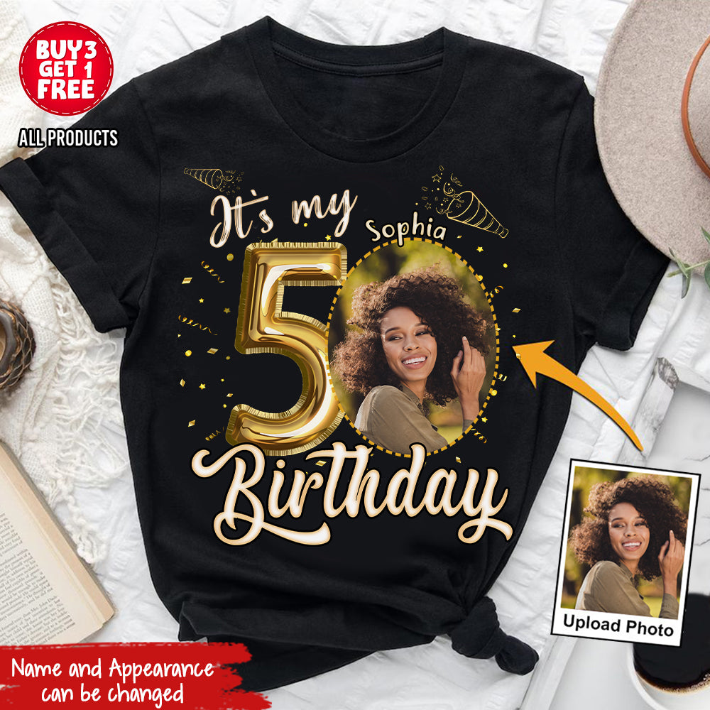 Custom Face Photo 50&#39;s Birthday Shirt, 50th Birthday Unique T Shirt For Woman, Custom Birthday Shirt, Her Gifts For 50 Years Old , Turning 50 Birthday Cotton Shirt-YPT-HCT