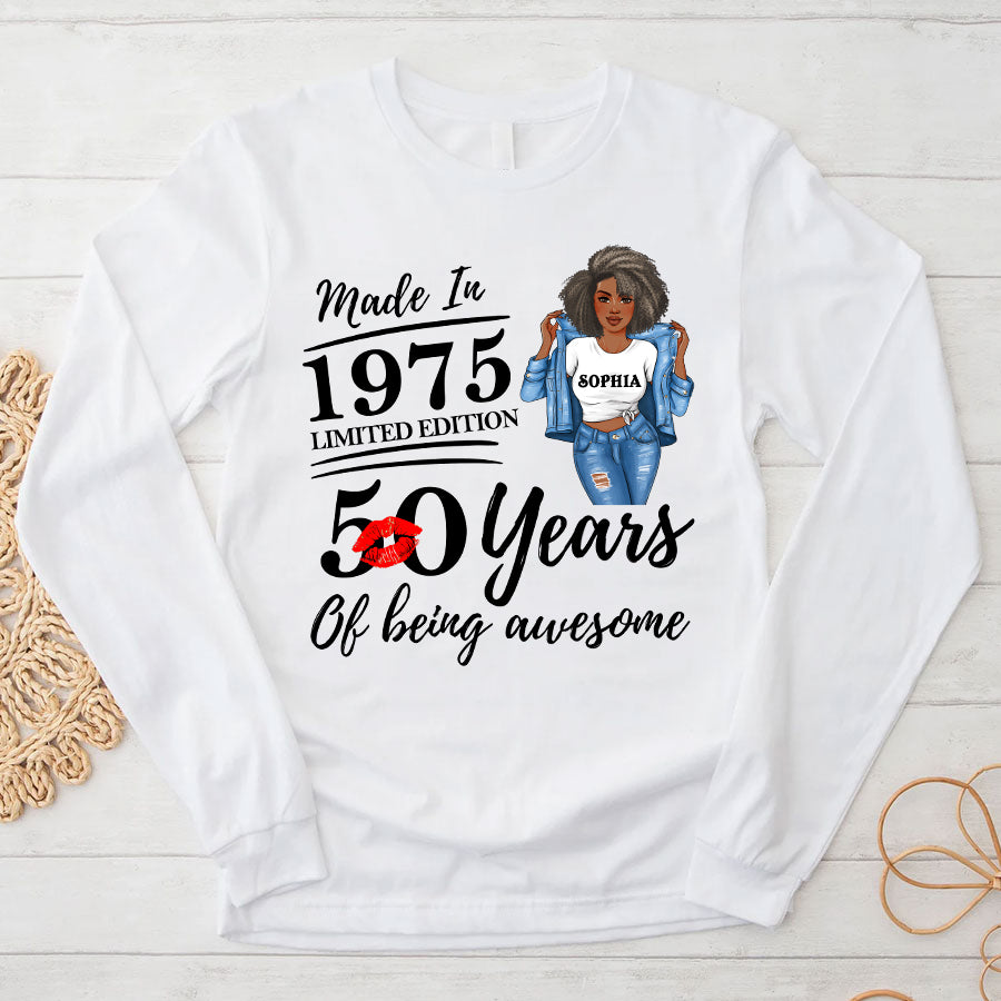 50th Birthday Shirts, Custom Birthday Shirts, Turning 50 Shirt, Gifts For Women Turning 50, 50 And Fabulous Shirt, 1975 Shirt, 50th Birthday Shirts For Her-YPT-TLQ
