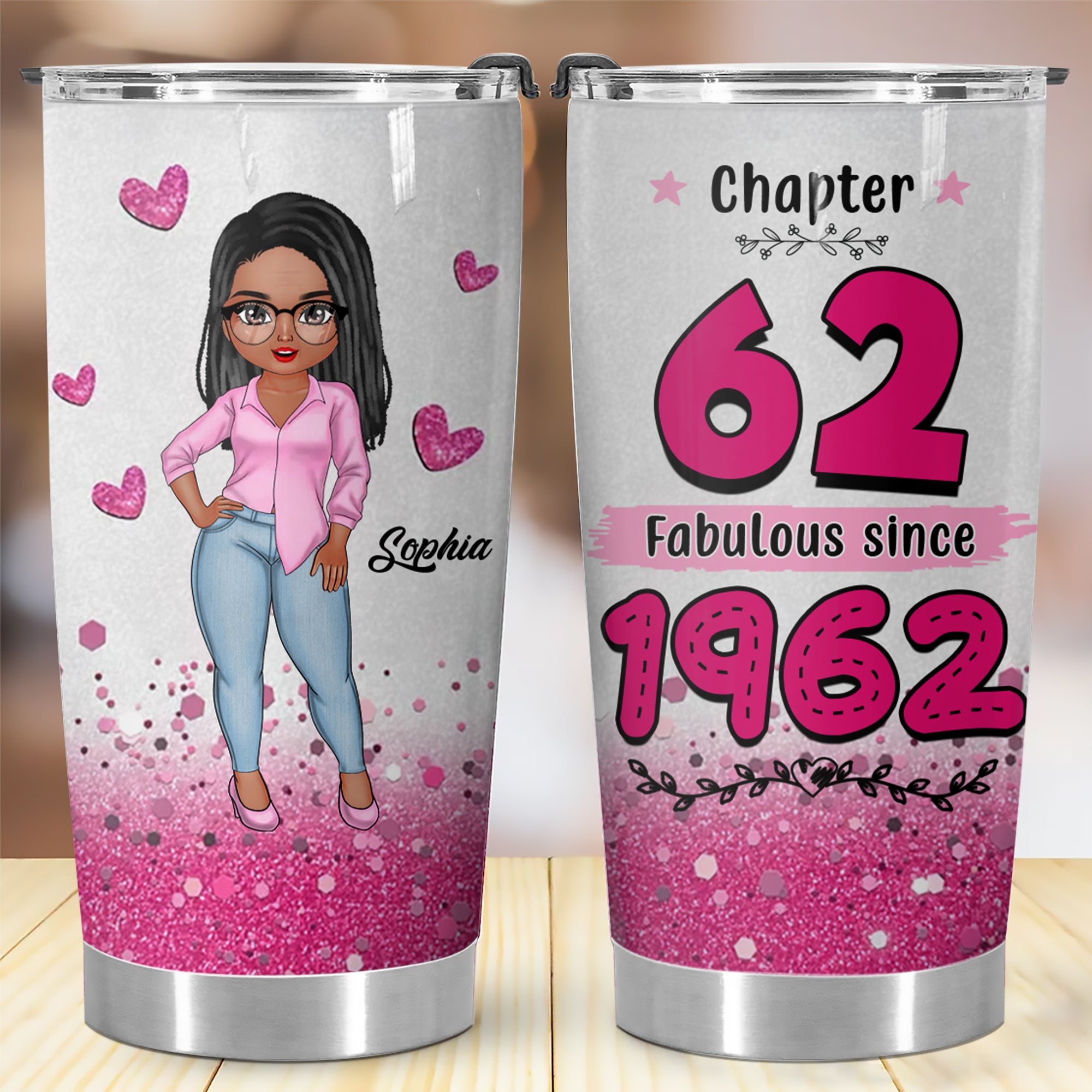 Personalized Tumbler, Gift Ideas 62nd Birthday Woman - ALK