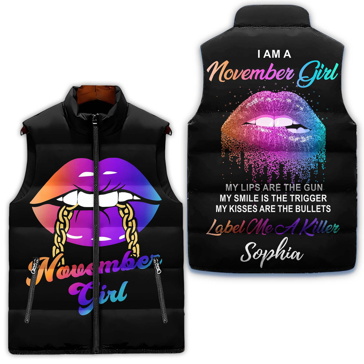 Puffer Vest - Personalized November Birthday Month, Gift Ideas For November Birthday For Girls
