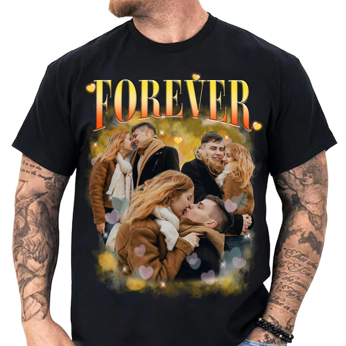 Custom Bootleg Rap Tee Shirt for Boyfriend Girlfriend, Custom Image T Shirt, Personalized T Shirts With Pictures, Valentines Gifts, Valentines Day Shirts-YPT-ALK