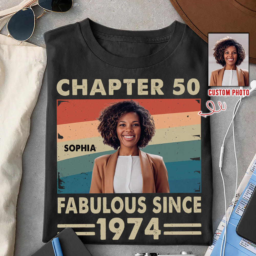 Chapter 50, Fabulous Since 1974 50th Birthday Unique T Shirt For Woman, Her Gifts For 50 Years Old , Turning 50 Birthday Cotton Shirt - HCT