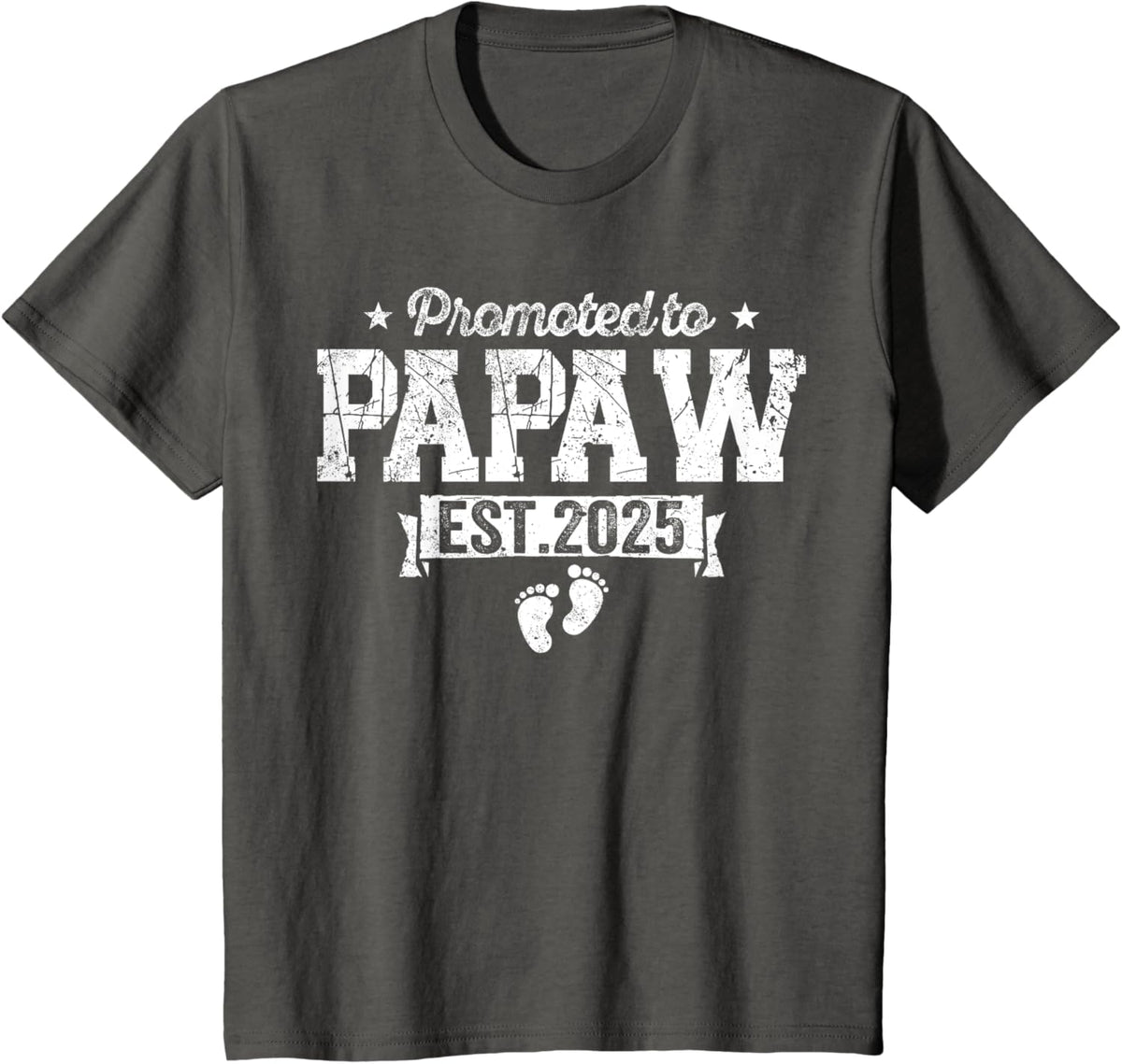 Retro Promoted To Papaw 2025 New Papaw First Father&#39;s Day T-Shirt, Small, Black