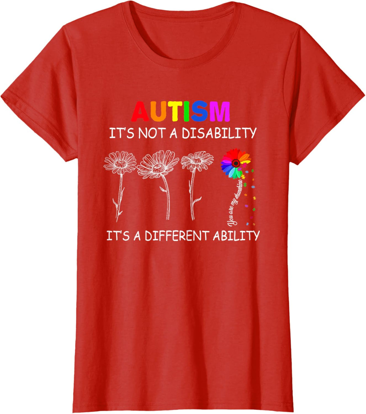 Not a disability its a different ability - Autism Awareness T-Shirt, Black