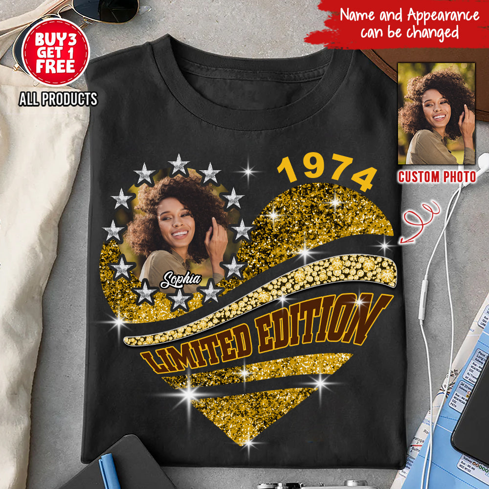 Custom Face Photo 50&#39;s Birthday Shirt, 1974 Shirt, 50th Birthday Unique T Shirt For Woman, Custom Birthday Shirt, Her Gifts For 50 Years Old, Custom Picture Tee, Personalized Birthday Shirt-YPT-HCT