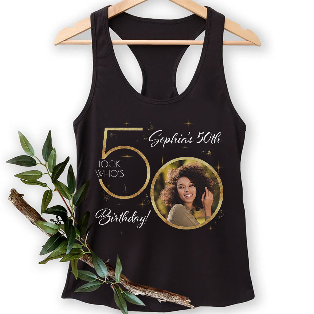 Custom Face Photo 50&#39;s Birthday Shirt, 50th Birthday Unique T Shirt For Woman, Custom Birthday Shirt, Her Gifts For 50 Years Old, Custom Picture Tee, Personalized Birthday Shirt-YPT-HCT