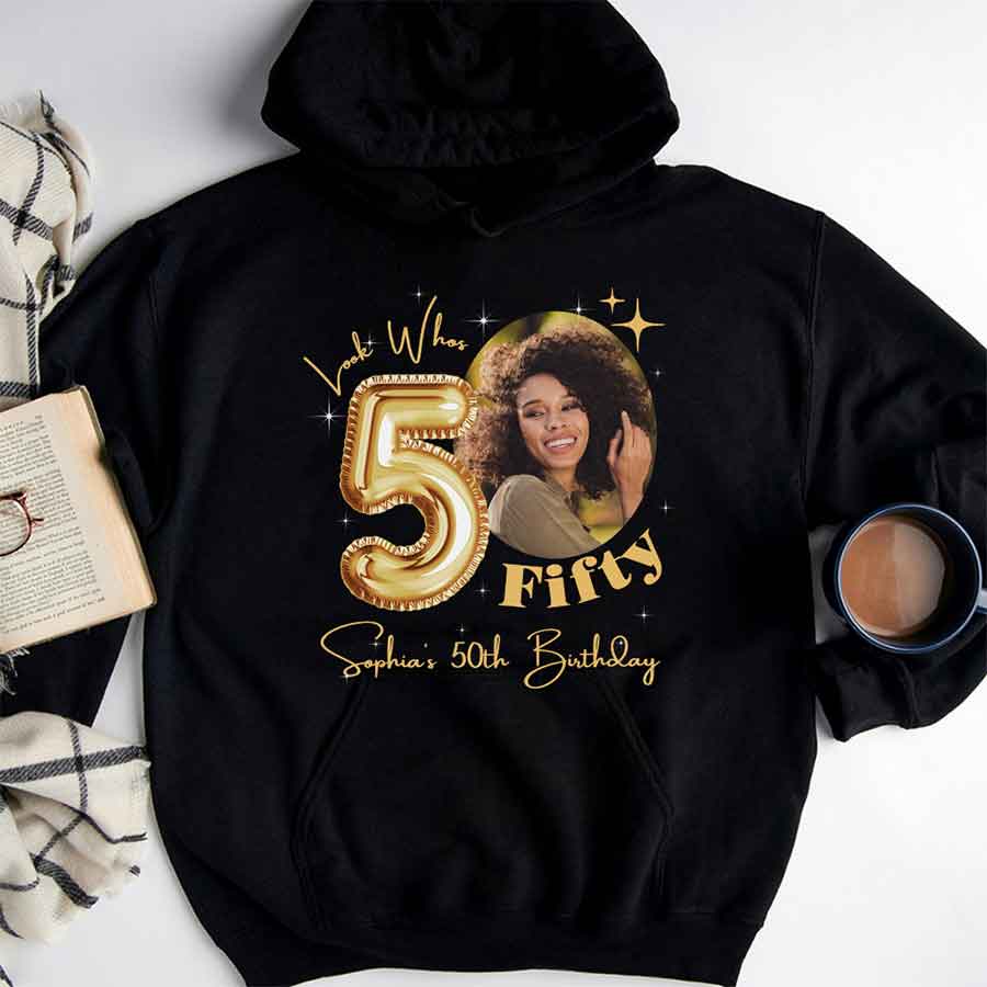 Custom Face Photo 50&#39;s Birthday Shirt, 50th Birthday Unique T Shirt For Woman, Custom Birthday Shirt, Her Gifts For 50 Years Old, Custom Picture Tee, Personalized Birthday Shirt-YPT-HCT
