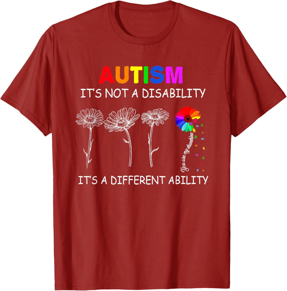Not a disability its a different ability - Autism Awareness T-Shirt, Black