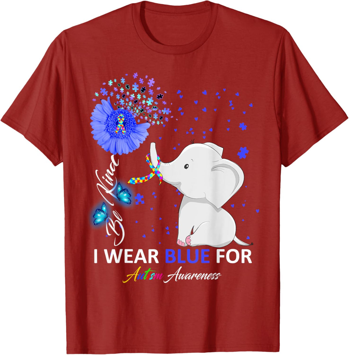 I Wear Blue Autism Awareness - Elephant Autism Awareness