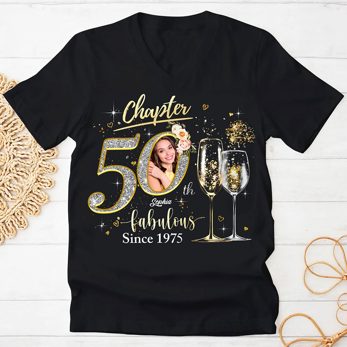 Chapter 50, Fabulous Since 1975 50th Birthday Unique T Shirt For Woman, Custom Birthday Shirt, Her Gifts For 50 Years Old , Turning 50 Birthday Cotton Shirt-YPT-HMT
