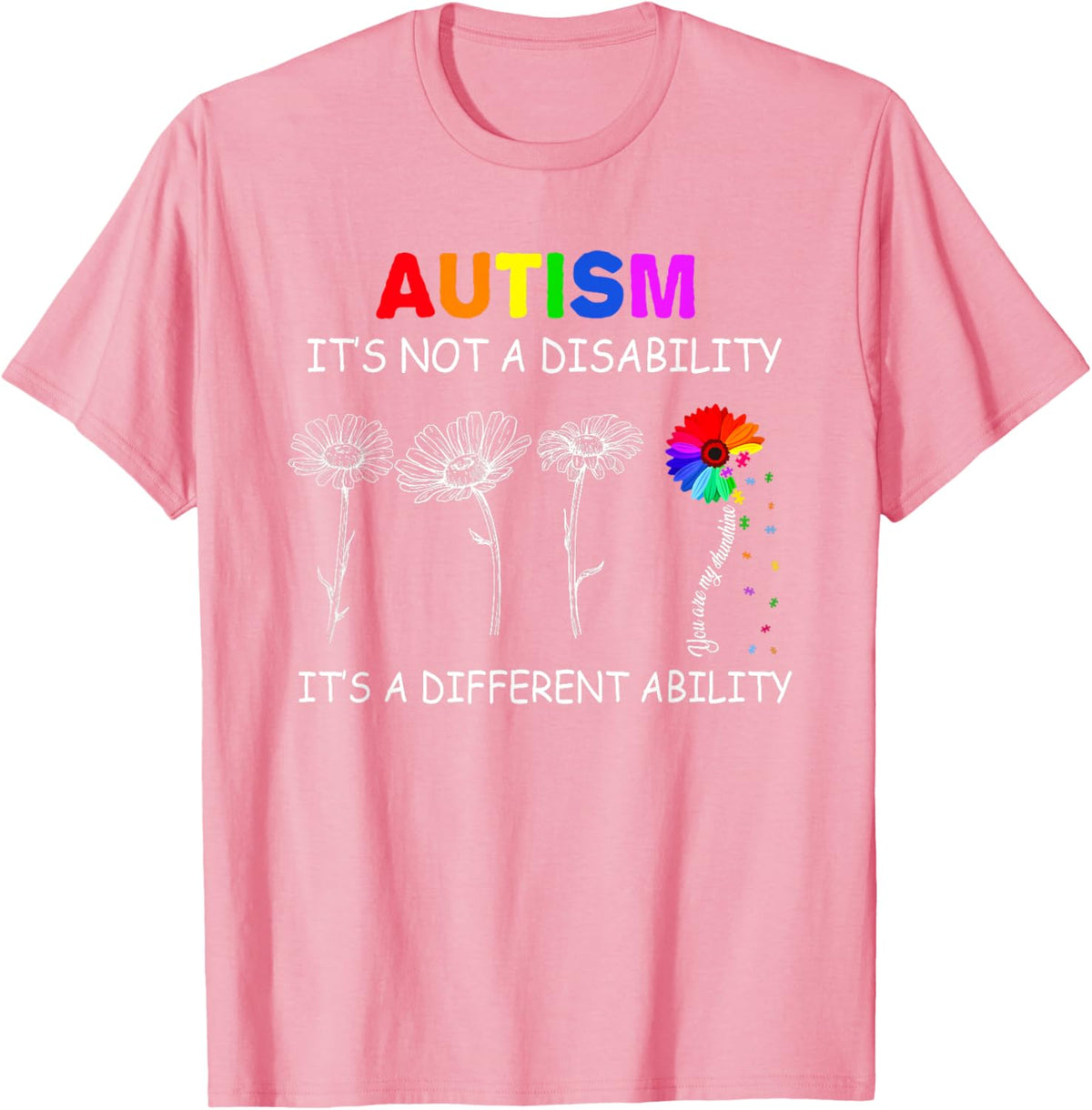 Not a disability its a different ability - Autism Awareness T-Shirt, Black