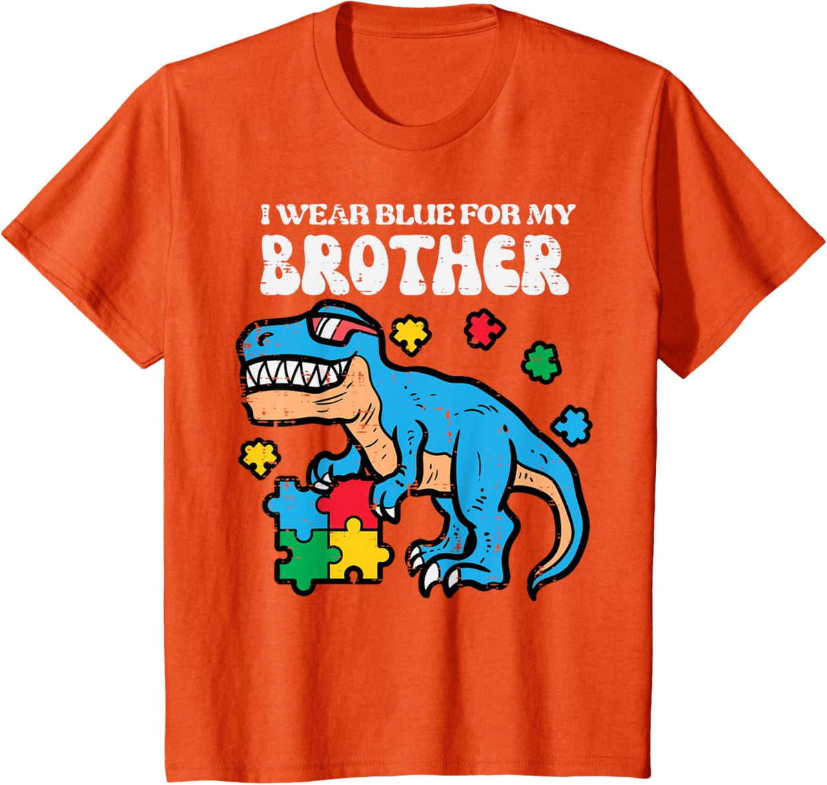 Kids Autism Awareness Blue For My Brother Trex Toddler Boys Kids