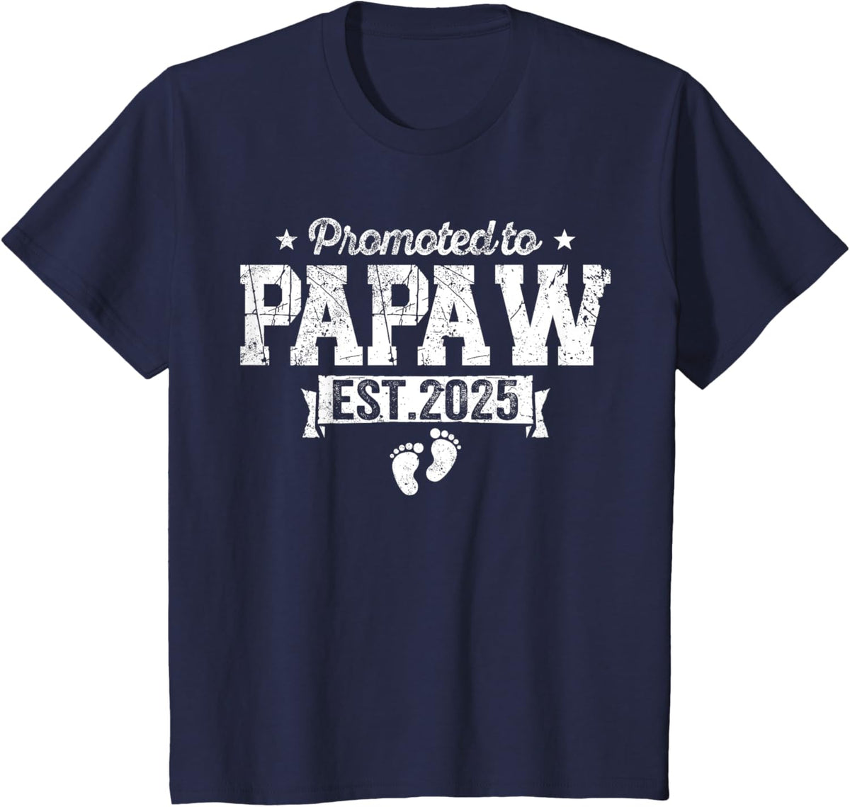 Retro Promoted To Papaw 2025 New Papaw First Father&#39;s Day T-Shirt, Small, Black
