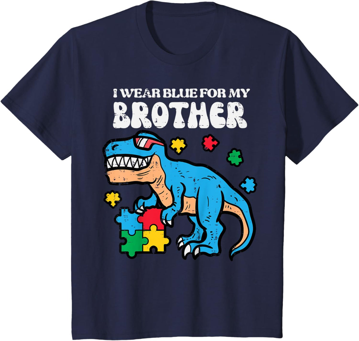 Kids Autism Awareness Blue For My Brother Trex Toddler Boys Kids