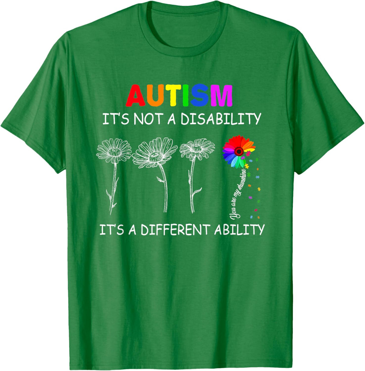Not a disability its a different ability - Autism Awareness T-Shirt, Black