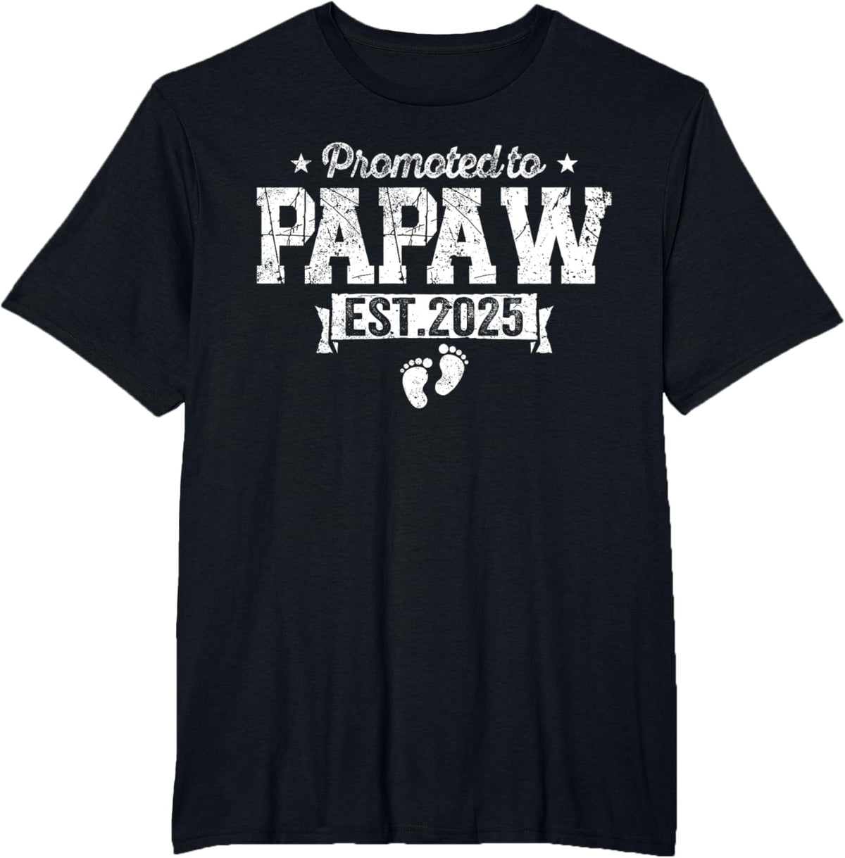 Retro Promoted To Papaw 2025 New Papaw First Father&#39;s Day T-Shirt, Small, Black
