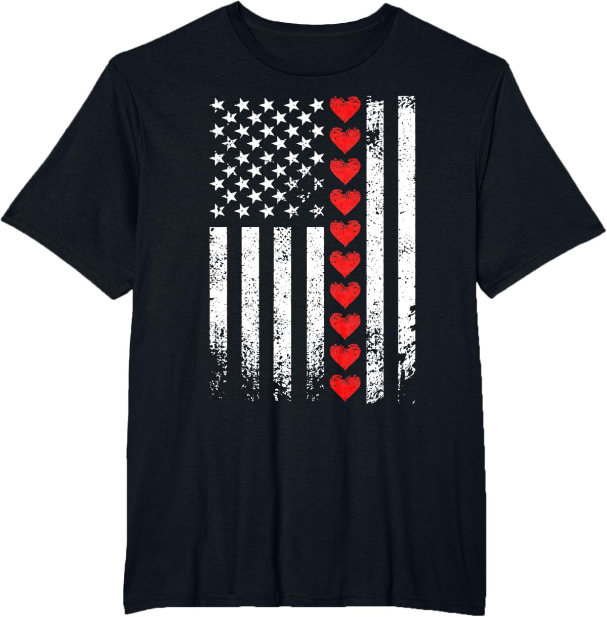 Vintage Valentines Day American Flag Hearts Mens Boys Kids