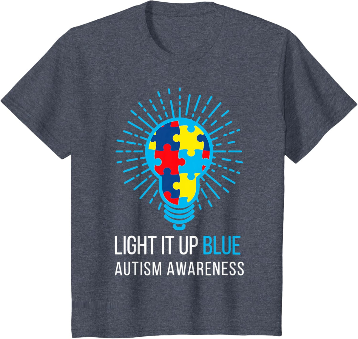 Light It Up Blue Autism Awareness Ribbon Puzzle Pieces