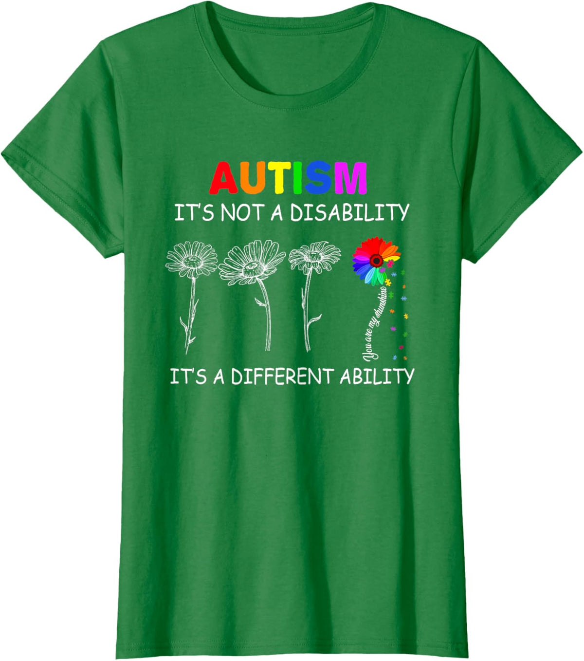 Not a disability its a different ability - Autism Awareness T-Shirt, Black