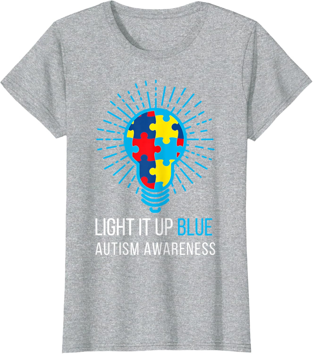 Light It Up Blue Autism Awareness Ribbon Puzzle Pieces