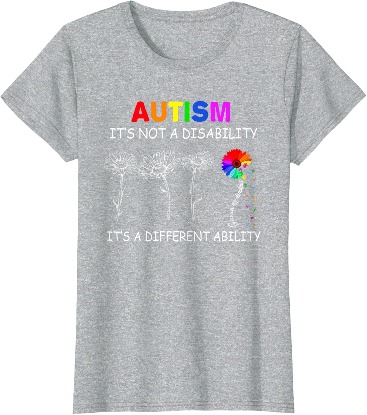 Not a disability its a different ability - Autism Awareness T-Shirt, Black