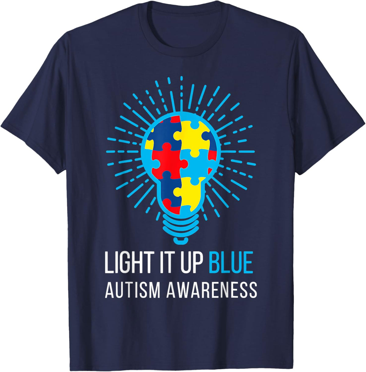 Light It Up Blue Autism Awareness Ribbon Puzzle Pieces