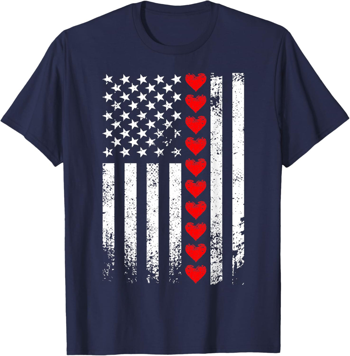 Vintage Valentines Day American Flag Hearts Mens Boys Kids