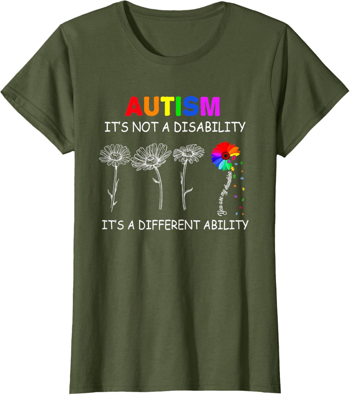 Not a disability its a different ability - Autism Awareness T-Shirt, Black