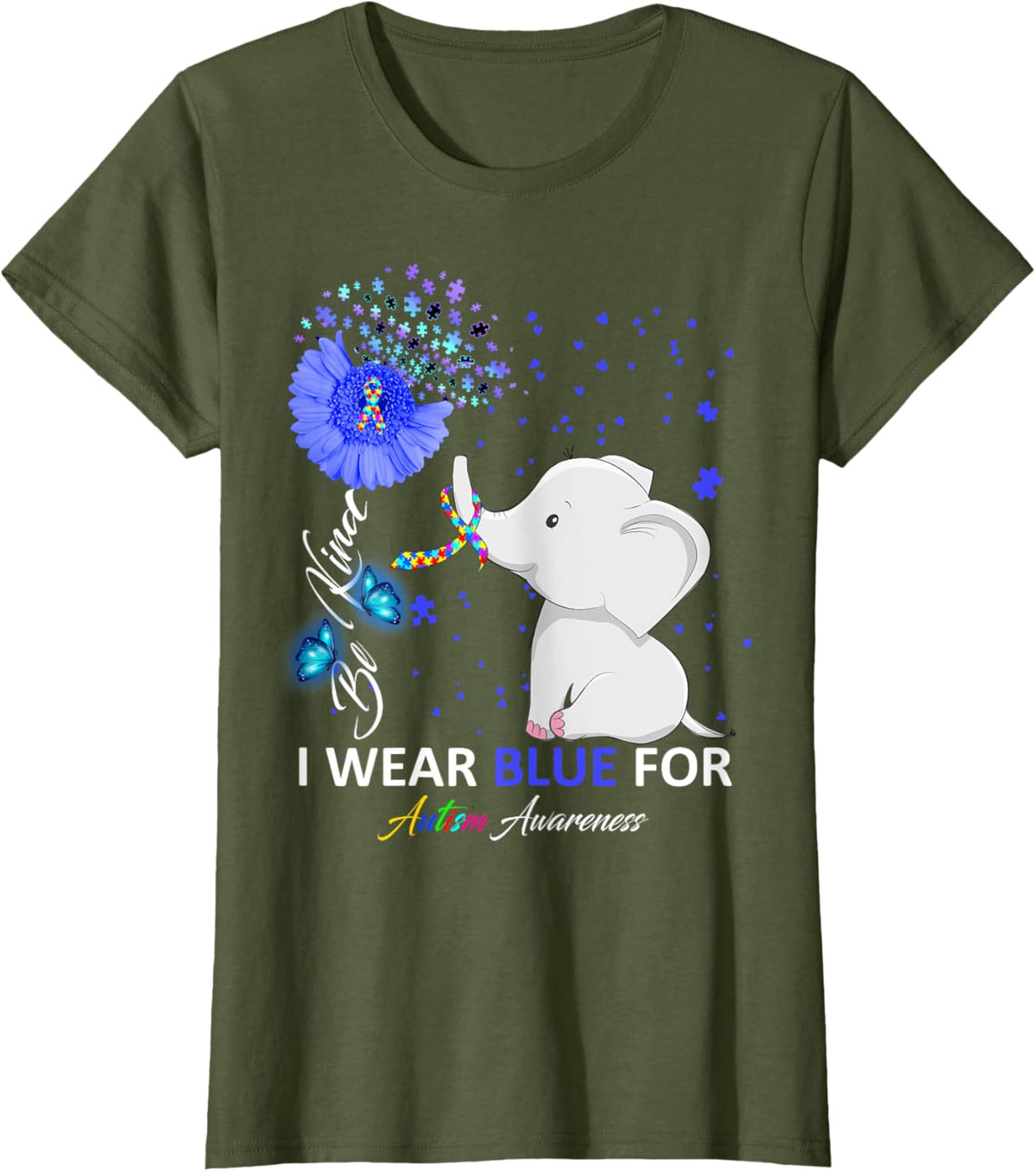 I Wear Blue Autism Awareness - Elephant Autism Awareness