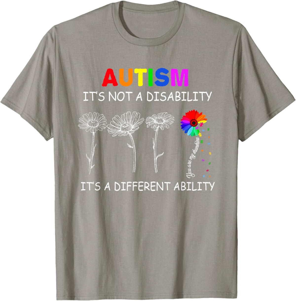 Not a disability its a different ability - Autism Awareness T-Shirt, Black