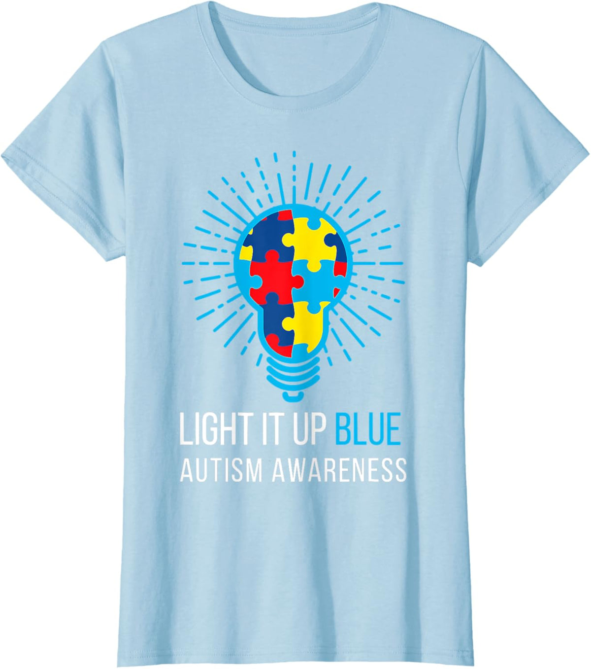 Light It Up Blue Autism Awareness Ribbon Puzzle Pieces