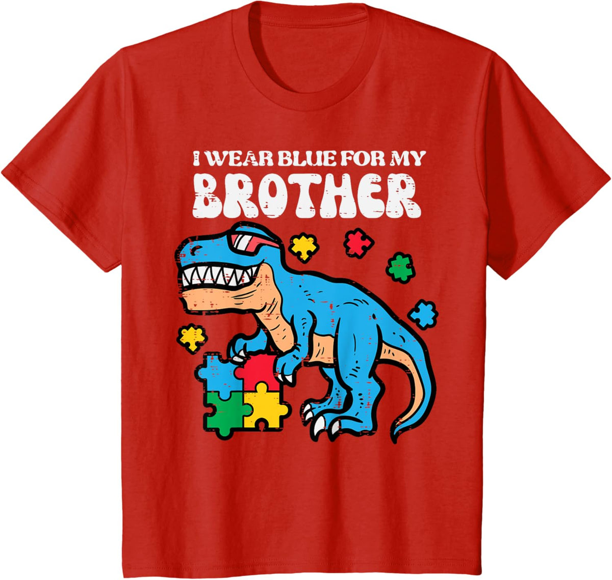 Kids Autism Awareness Blue For My Brother Trex Toddler Boys Kids