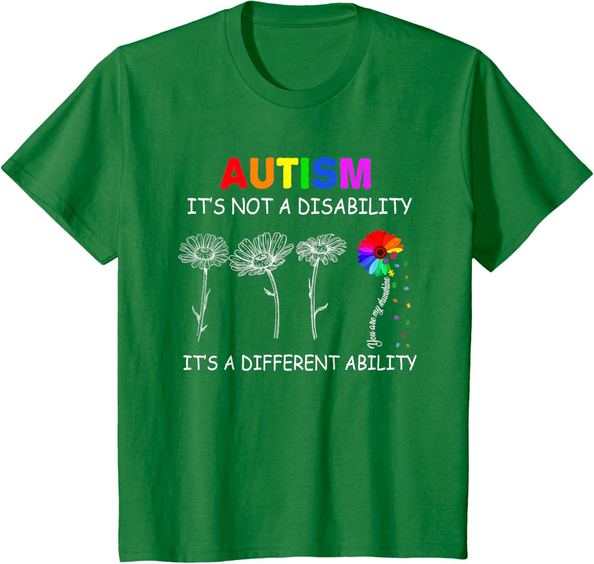 Not a disability its a different ability - Autism Awareness T-Shirt, Black
