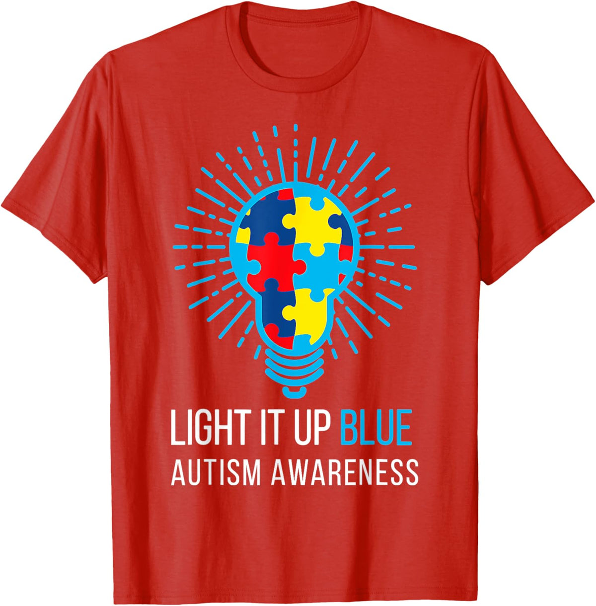 Light It Up Blue Autism Awareness Ribbon Puzzle Pieces