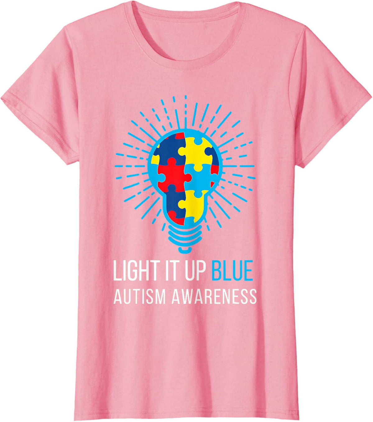 Light It Up Blue Autism Awareness Ribbon Puzzle Pieces